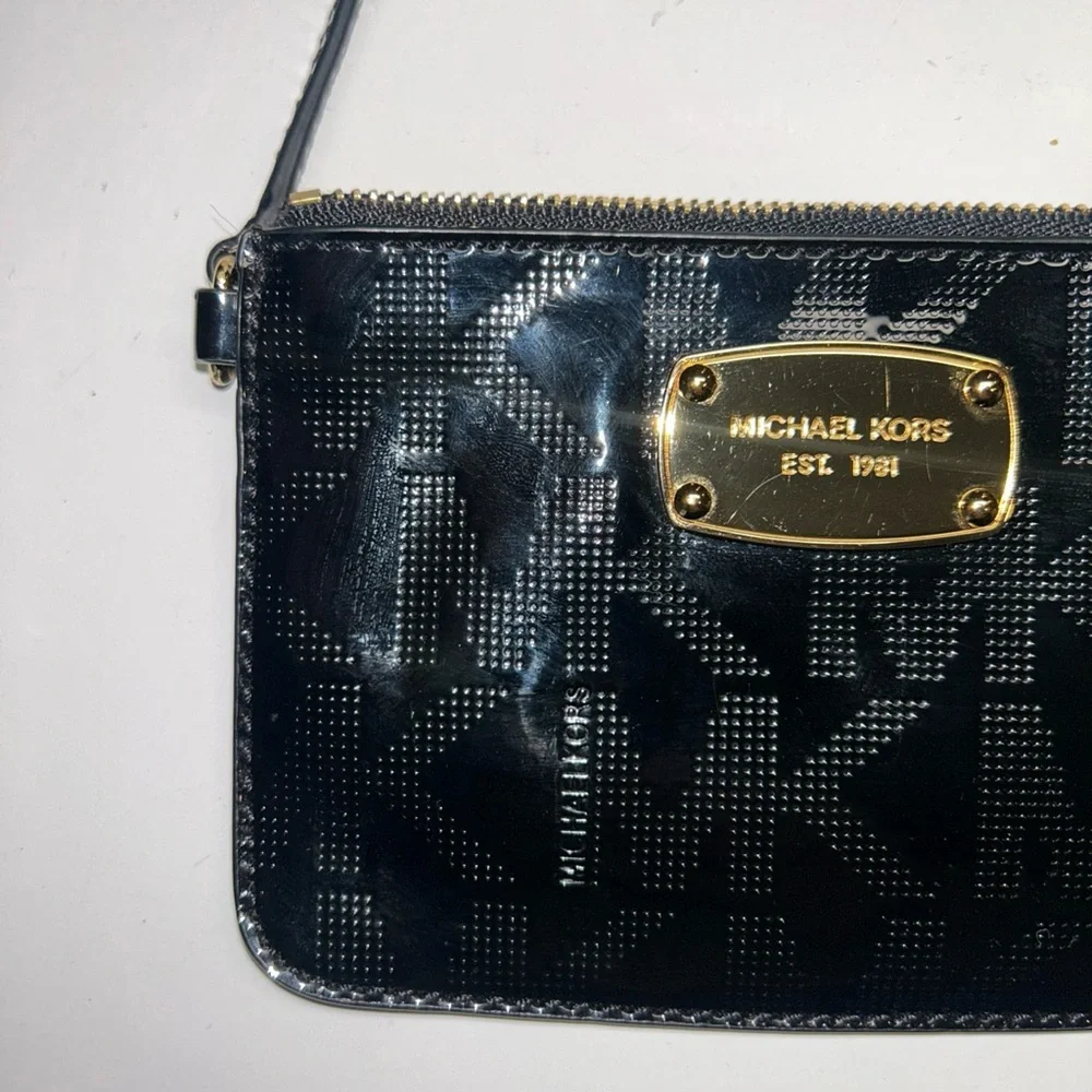 Michael Kors Black Wristlet with Gold Accents‎
